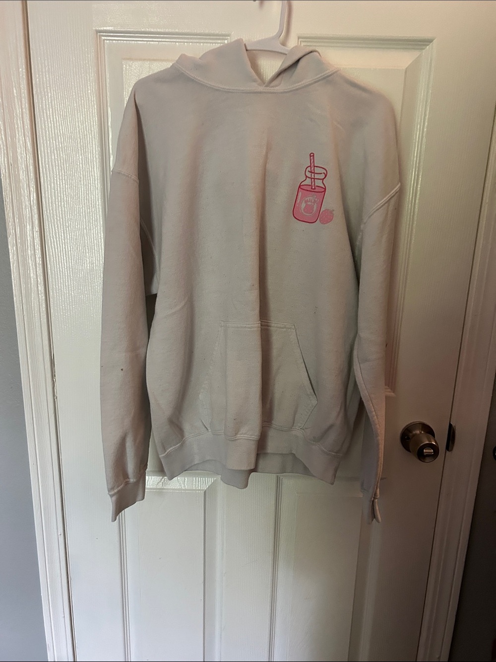 Hello Kitty White Hoodie with Pink Drink Graphic